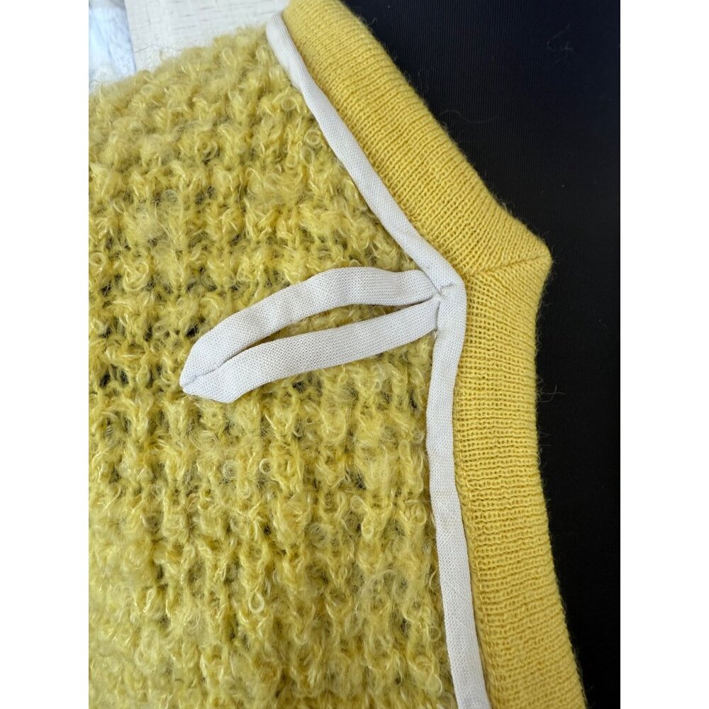 Vintage 50's Serbin Yellow Wool Womens Cardigan Sweater Yellow Siz M - Picture 11 of 14